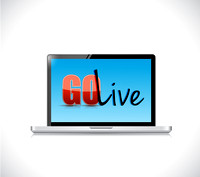 go live sign on a laptop. illustration design